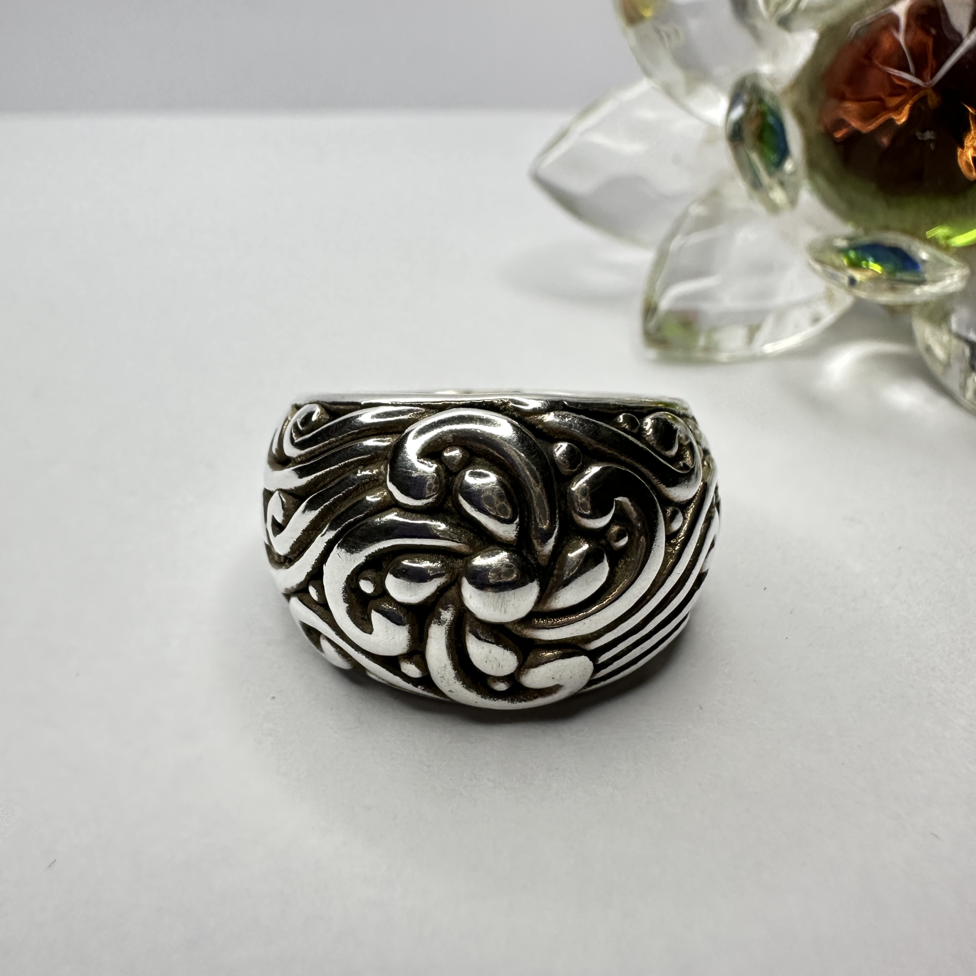 Anillo Inflado Plata Flor