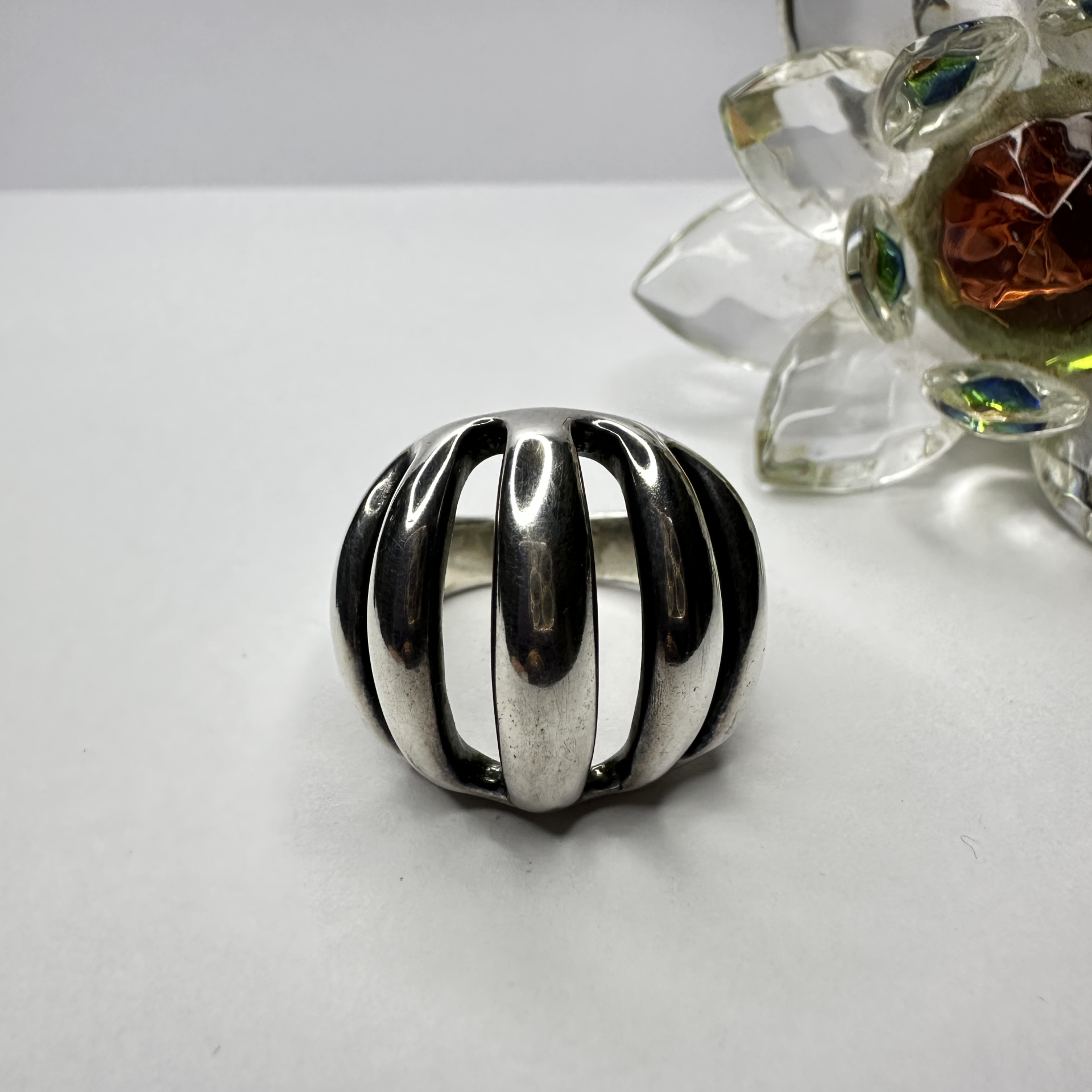 Anillo Inflado Plata Esfera