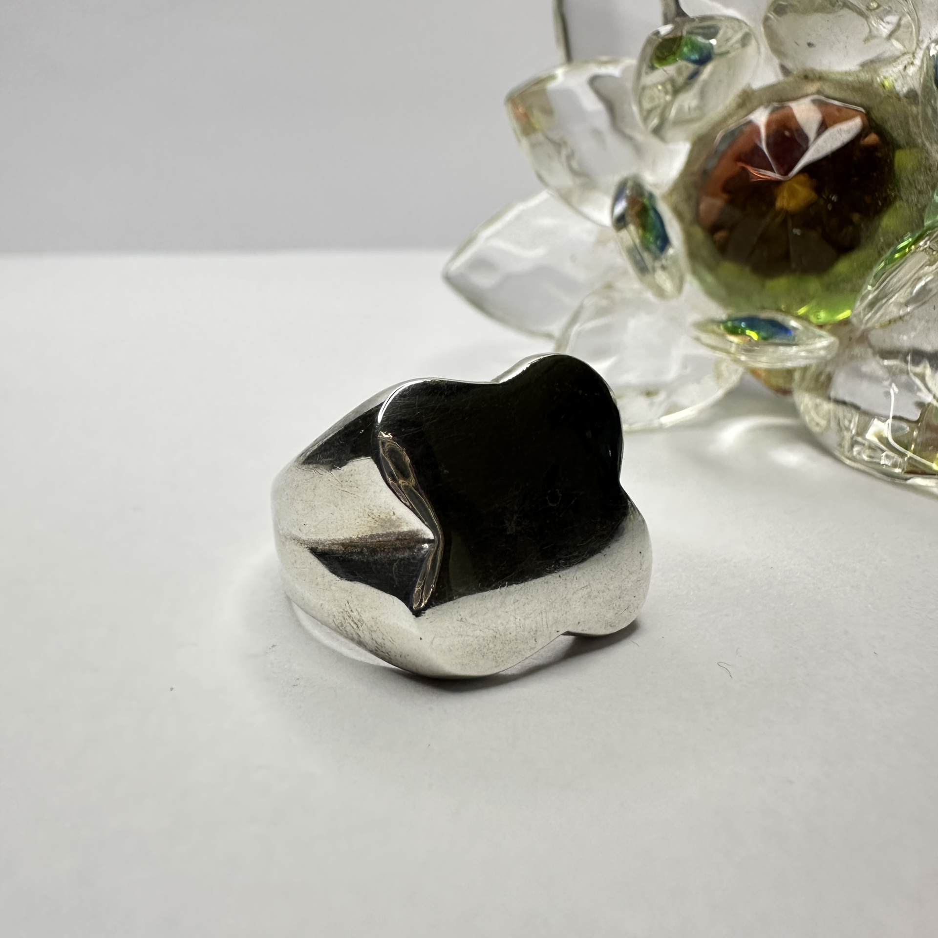 Anillo Inflado Plata Trébol